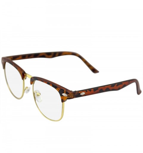Rimless Vintage Inspired Classic Half Frame Horned Rim Sunglasses - Clear Tortoise - C611HUWAFZR $12.10