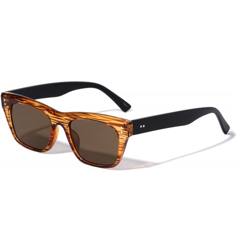 Square Belgium Classic Square Designer Fashion Sunglasses - Brown Striped - CN196XHGQG8 $27.66