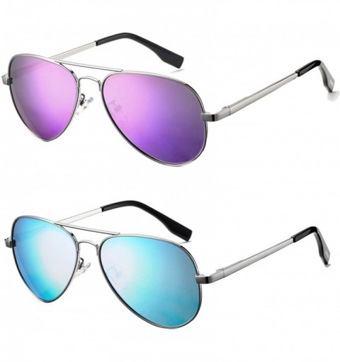 Round Polarized Aviator Sunglasses for Men Women- Lightweight Metal Frame Sun Glasses UV400 Protection - C519DLH6WE7 $20.03