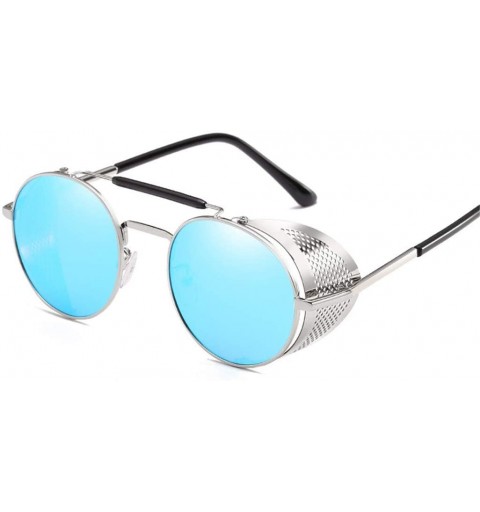 Rectangular Retro Round Metal Sunglasses Men Women Glasses Shades UV Protection - 5-coffee-tea - CI194OTUU4D $27.77