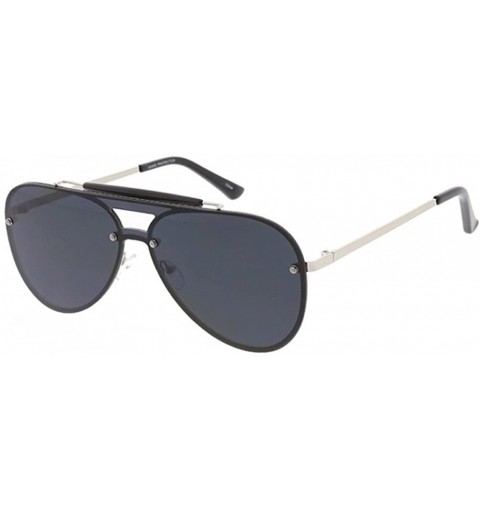 Rimless Unisex Hotshot Rimless Flat Shield Aviator Sunglasses - Black/Silver - CA18DO7WGN2 $18.26