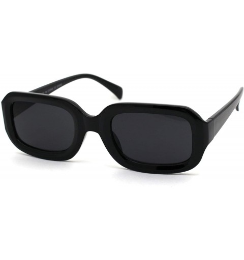 Rectangular Womens Thick Plastic Mod Narrow Rectangular Retro Sunglasses - All Black - CO18ZCOA2YI $8.88