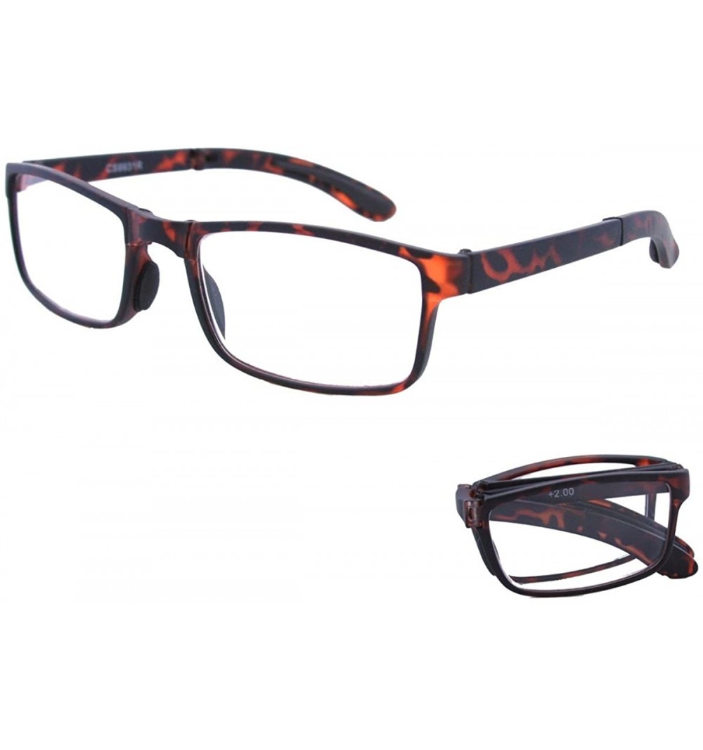 Rectangular Pocket Folding Reading Glasses with Cases R1399SC (Matte Tortoise- +3.50) - CZ12GPL59EL $22.46