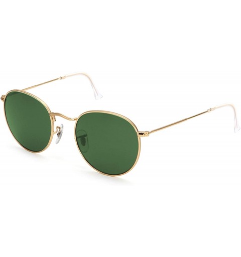 Round Round Sunglasses for Women/Men Shades UV Protection Retro Metal Frame Sunglasses - Dark Green - CQ18X6M0WA4 $9.12