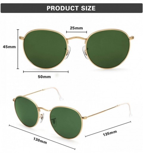 Round Round Sunglasses for Women/Men Shades UV Protection Retro Metal Frame Sunglasses - Dark Green - CQ18X6M0WA4 $9.12