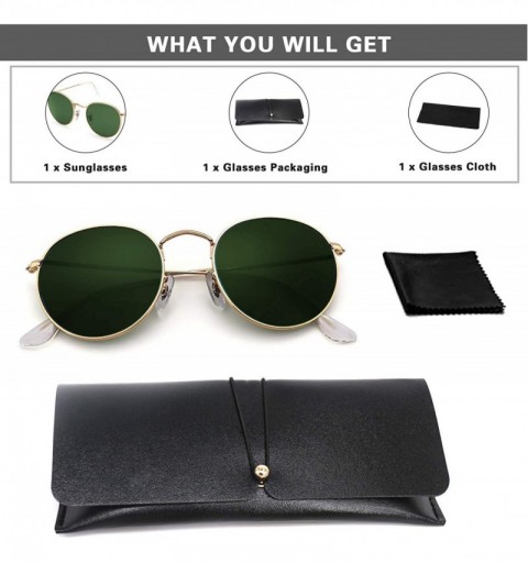 Round Round Sunglasses for Women/Men Shades UV Protection Retro Metal Frame Sunglasses - Dark Green - CQ18X6M0WA4 $9.12