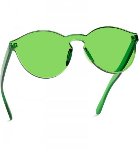 Oval Colorful One Piece Transparent Round Super Retro Sunglasses - Green - C112N759SOB $12.66