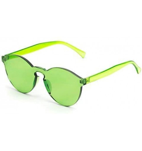 Oval Colorful One Piece Transparent Round Super Retro Sunglasses - Green - C112N759SOB $12.66
