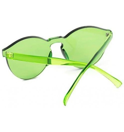 Oval Colorful One Piece Transparent Round Super Retro Sunglasses - Green - C112N759SOB $12.66