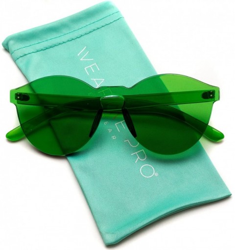 Oval Colorful One Piece Transparent Round Super Retro Sunglasses - Green - C112N759SOB $12.66