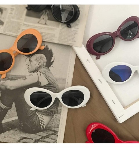 Goggle Vintage Oval Sunglasses Reflective Color Film Goggles for Women Men Retro Sun Glasses Eyes Protection - Style2 - CI18R...