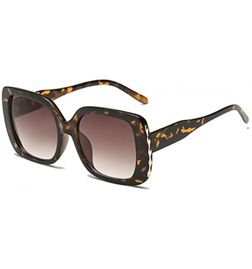 Square Sunglasses Female Sunglasses Retro Glasses Men and women Sunglasses - Leopard Print - C418LLEGGND $8.22