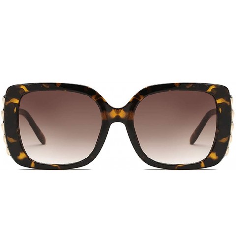 Square Sunglasses Female Sunglasses Retro Glasses Men and women Sunglasses - Leopard Print - C418LLEGGND $8.22