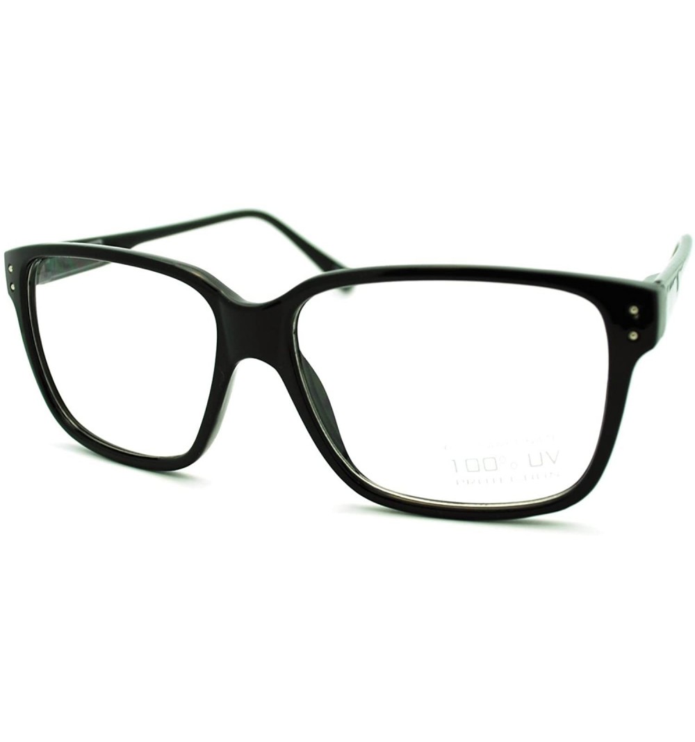 Rectangular Nerdy Square Rectangular Frame Clear Lens Eyeglasses Unisex - Black - C011LWWY729 $8.93
