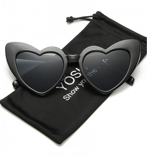 Round Clout Goggle Heart Sunglasses Vintage Cat Eye Mod Style Retro Kurt Cobain Glasses - Black Grey + White Grey - CS18UMLMA...