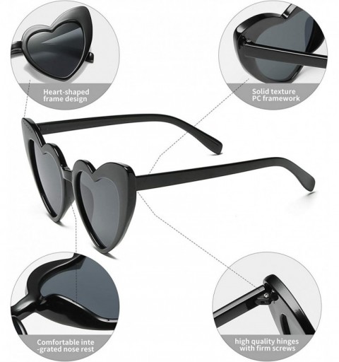 Round Clout Goggle Heart Sunglasses Vintage Cat Eye Mod Style Retro Kurt Cobain Glasses - Black Grey + White Grey - CS18UMLMA...