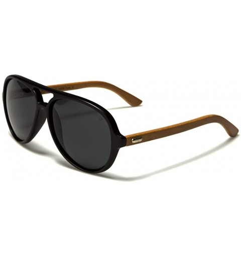 Aviator Wood Polarized Sunglasses - WD-2009-POL - Color 02 - C5196CNZWYE $17.09