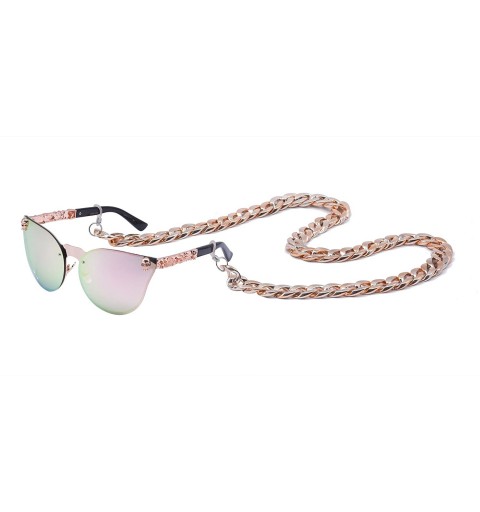 Rimless UV400 Fashion Retro Oversized Unisex Women Men Rimless Sunglasses With Chain - Style a 3 - CJ18ERMO9AR $15.44