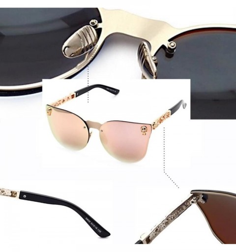 Rimless UV400 Fashion Retro Oversized Unisex Women Men Rimless Sunglasses With Chain - Style a 3 - CJ18ERMO9AR $15.44