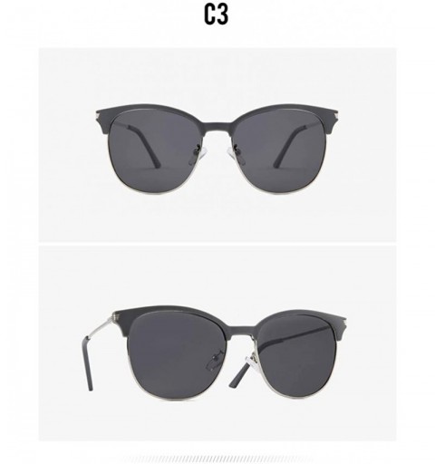 Round Men's TR90 polarizer fashion sunglasses outdoor sun protection riding tide sunglasses - Grey C3 - CQ1905L66YK $17.58
