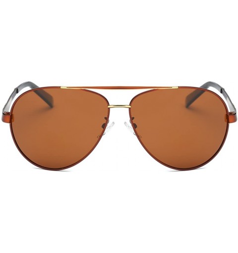Aviator Men Sunglasses HD Lens Metal Frame Polarized Sunglasses 100% UV400 Protection - Brown Flame & Brow Lens - CD186NCCMO4...