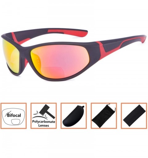 Sport Sports Bifocal Sunglasses UV 400 Protection Reading Sunglasses - Red-mirror - CC18N76QZAC $11.34