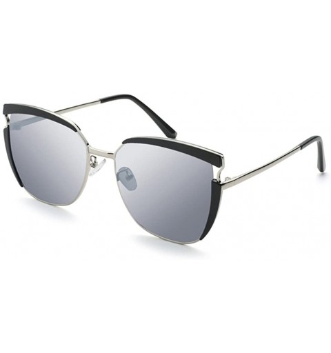 Cat Eye Women Sunglasses Polarized Cat Eye Oversized Sunglasses For Women - Silver - CY18DTMWRG6 $15.48