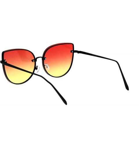 Oversized Womens Exposed Oceanic Lens Rimless Oversize Cat Eye Metal Rim Sunglasses - Black Red Yellow - CE18GM7QM46 $10.96