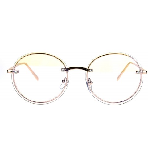 Round Retro Old School Rimless Clear Lens Round Metal Rim Eye Glasses - Gold - CN184M0KYM7 $15.00