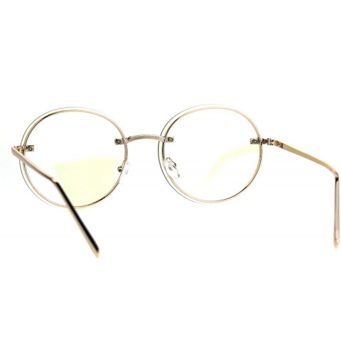 Round Retro Old School Rimless Clear Lens Round Metal Rim Eye Glasses - Gold - CN184M0KYM7 $15.00