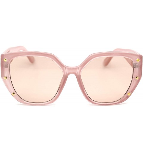 Butterfly Womens Pyramid Stud Geometric Butterfly Sunglasses - Pink Beige - C218YWEL93K $9.23