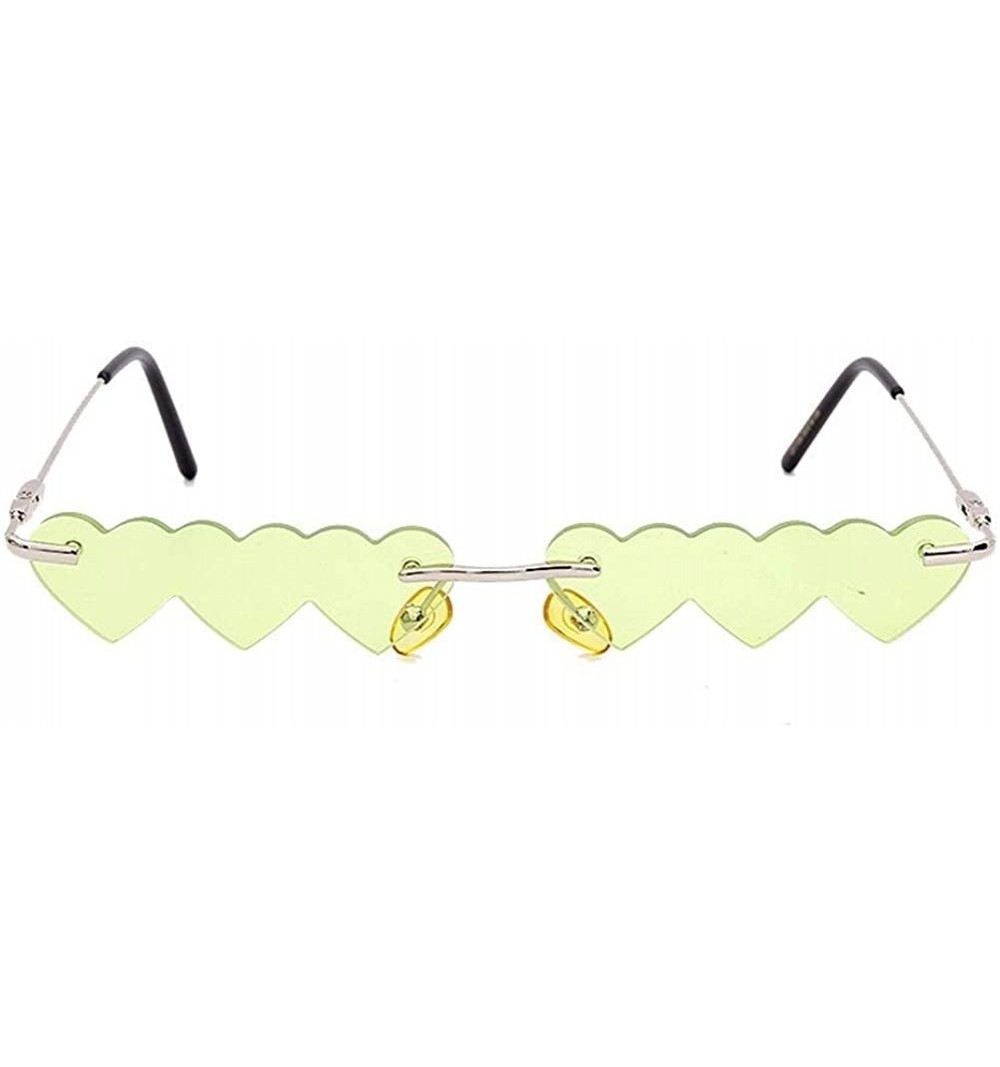 Rimless Rimless Sunglasses Fashion Rectangle Glasses - 3 Green - C3198G3MRXW $25.93