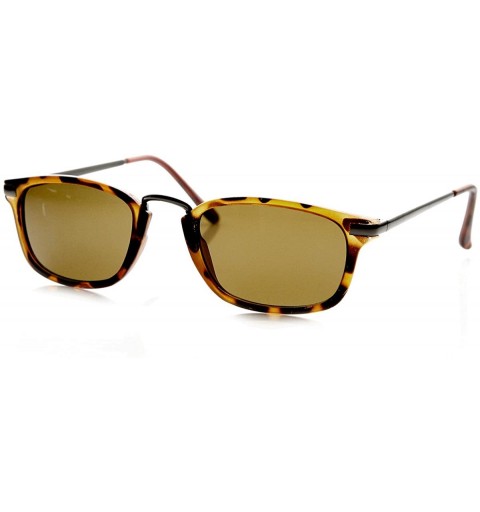Wayfarer Designer Inspired Narrow Horn Rimmed Style Sunglasses with Metal Arms - Tortoise Brown - CJ11C2N9Y1L $12.36