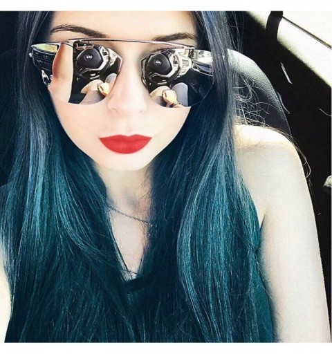 Butterfly Women Metal Sunglasses Fashion Designer Twin-Beams Frame Colored Lens - .86013_c4_gold_rose_mirror - CP12O6GGHK6 $8.83