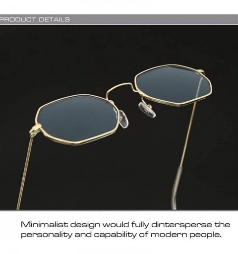 Round Vintage Sunglasses Women Classic Metal Frame Eyewear Fashion Mirror Hexagon Sun Glasses For Women - CU198UL0IUW $10.59
