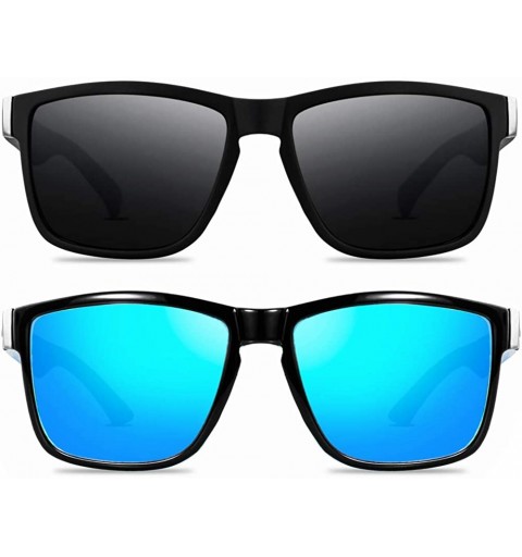 Sport Vintage polarized sunglasses Protection Sunglasses - Blue Black - CA194NATXS5 $15.31