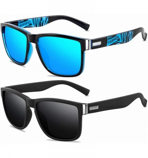 Sport Vintage polarized sunglasses Protection Sunglasses - Blue Black - CA194NATXS5 $15.31