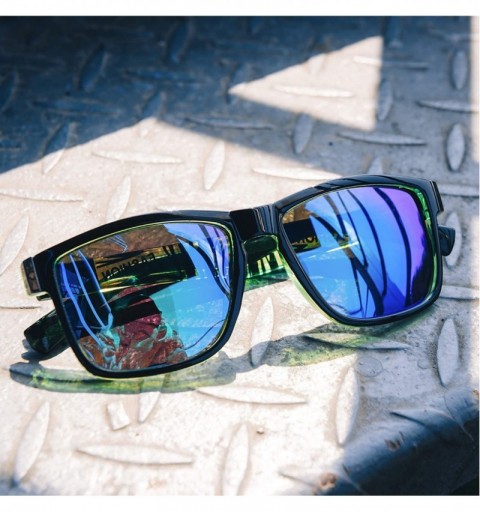 Sport Vintage polarized sunglasses Protection Sunglasses - Blue Black - CA194NATXS5 $15.31