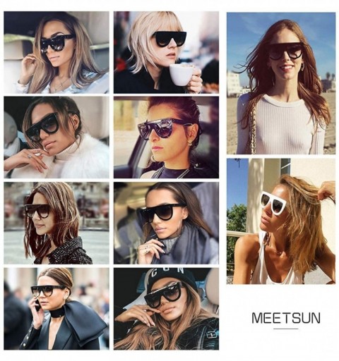 Square Fashion Sunglasses for Women Designer Flat Top Frame Luxury Shades - Black Leopard Tortoise - C118CY5OCGW $13.19