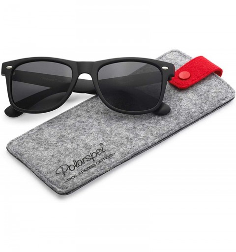 Rectangular Polarized 80's Retro Classic Trendy Stylish Sunglasses for Men Women - Matte Black - Smoke - C912N1Q7SYT $12.83