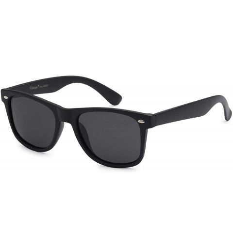 Rectangular Polarized 80's Retro Classic Trendy Stylish Sunglasses for Men Women - Matte Black - Smoke - C912N1Q7SYT $12.83