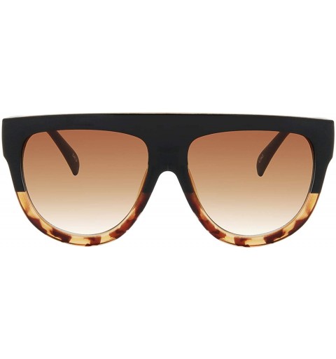 Square Fashion Sunglasses for Women Designer Flat Top Frame Luxury Shades - Black Leopard Tortoise - C118CY5OCGW $13.19