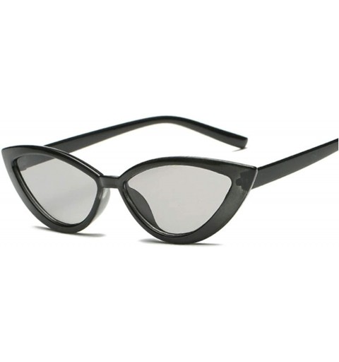 Cat Eye Sunglasses Designer Mirror Triangle Glasses - Light Gray - CJ18W7826K6 $9.54