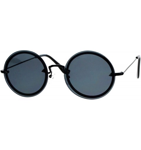 Rimless Round Circle Frame Sunglasses Womens Full Lens Rear Rim Fashion - Black (Black) - CC1877KN0SA $12.41