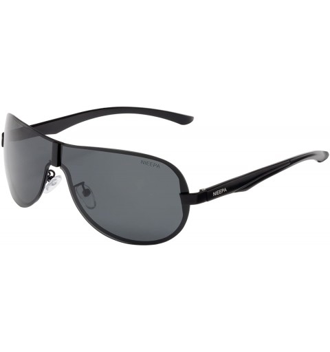 Rimless Polarized Sunglasses Men Outdoor Oversized Goggles Sports Sun Glasses - Grey Lens/Black Frame - CL187AT5RMG $12.46