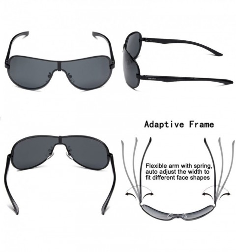 Rimless Polarized Sunglasses Men Outdoor Oversized Goggles Sports Sun Glasses - Grey Lens/Black Frame - CL187AT5RMG $12.46