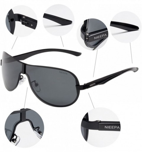 Rimless Polarized Sunglasses Men Outdoor Oversized Goggles Sports Sun Glasses - Grey Lens/Black Frame - CL187AT5RMG $12.46