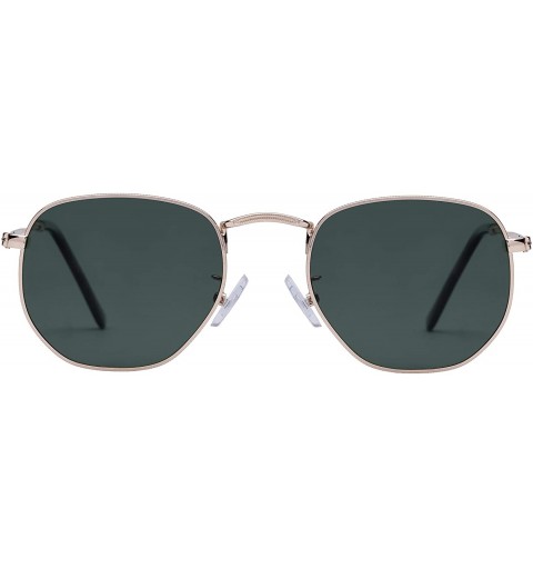 Oversized Medium Unisex Polygon Polarized Sunglasses - Gold Frame With G15 Lens - CB196HLDNMQ $9.68