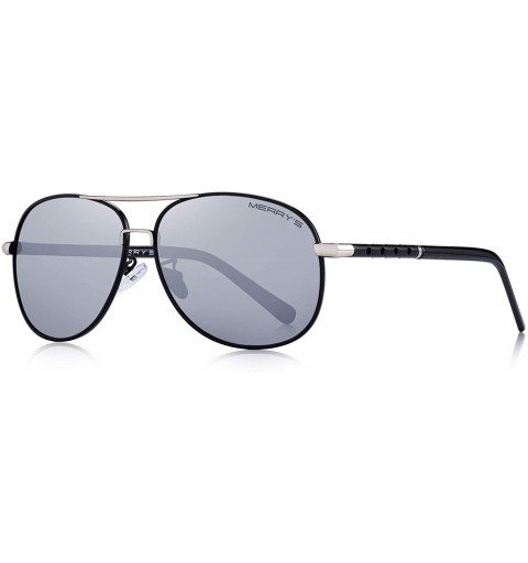 Aviator Men Classic Style Pilot Sunglasses Polarized - UV 400 Protection with case 60MM 8285 - Silver Mirror - C618N83CRMA $1...