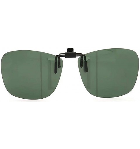 Square Square Clip On Flip Up Sunglasses Mens Womens Polarized Driving Nightvision UV400 - Green - CY18X8RQIS8 $7.95
